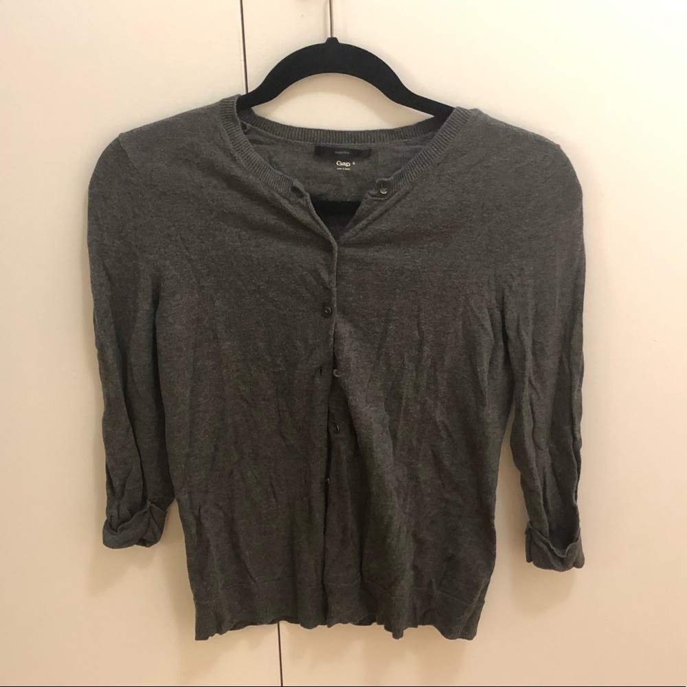 Gap 3/4 Sleeve Gray Cardigan